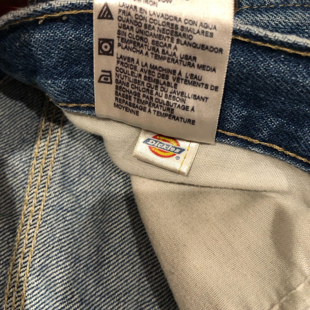 vtg DICKIES Distressed Denim Carpenter Baggy Jeans 34x32 workwear skater 90s 00s - Picture 6 of 10